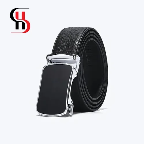 Adjustable Ratchet Belt with Embossed Leather