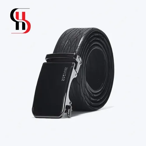 Men's Reversible Leather Belt with Rotating Buckle